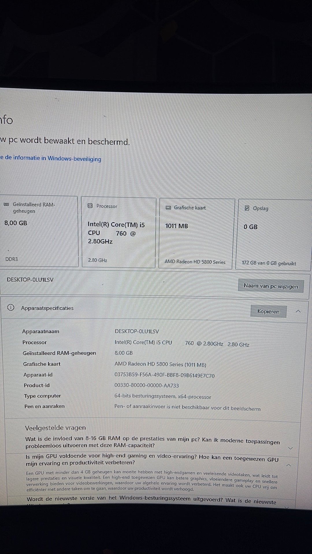 Pc te koop, Ophalen, Gebruikt, Met monitor, Gaming