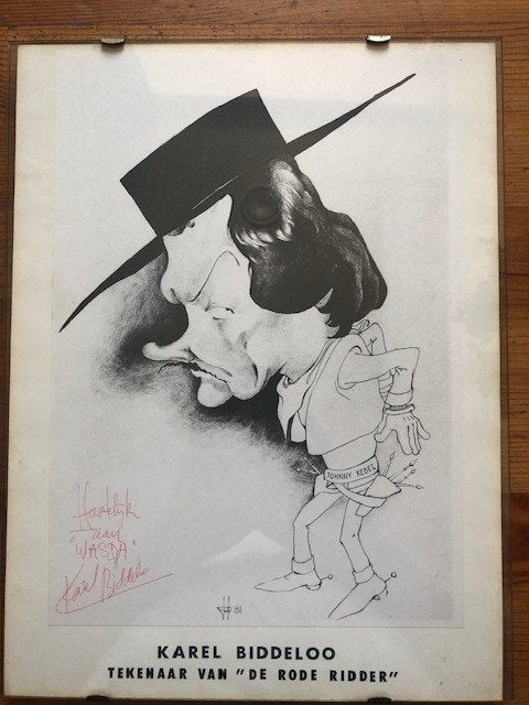 CARICATURE KAREL BIDDELOO, dessinateur du Chevalier rouge, Enlèvement