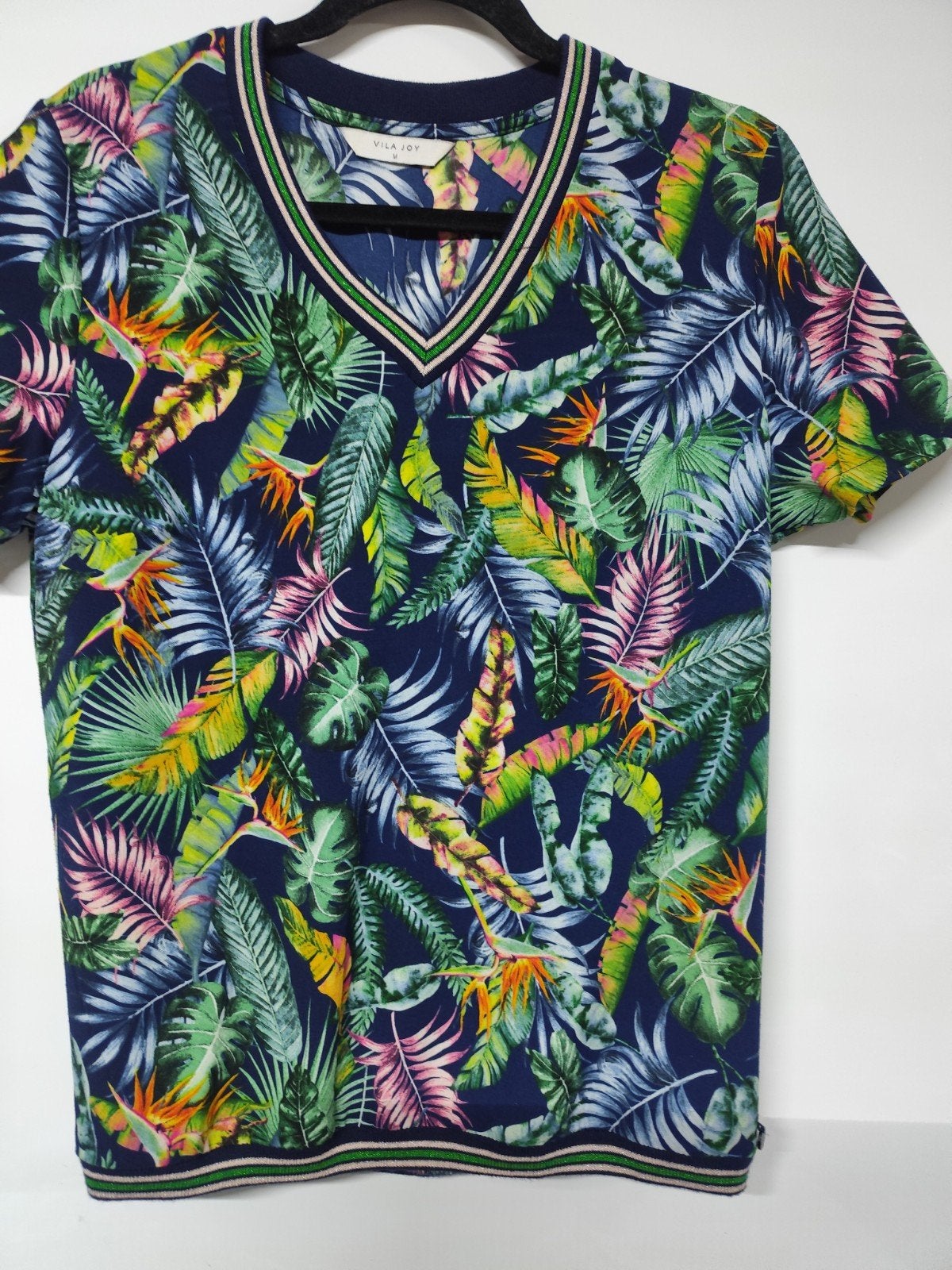 Bloes met print. V-hals en boord afgew. met gebreide boord., Kleding | Dames, Blouses en Tunieken, Ophalen