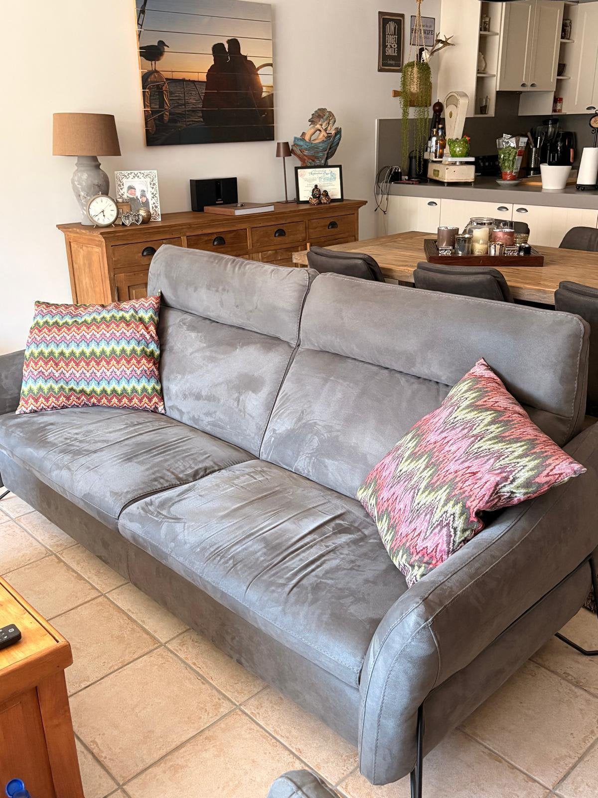 Salon 2 x 3 zit + fauteuil, Ophalen, Zo goed als nieuw, Rechte bank, Modern