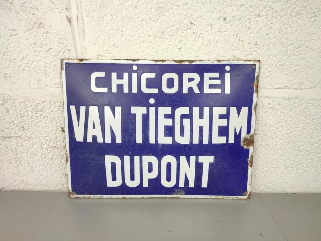 Emaille bord chicorei Van Tieghem Dupont 1932, Verzamelen, Ophalen of Verzenden, ., ., .