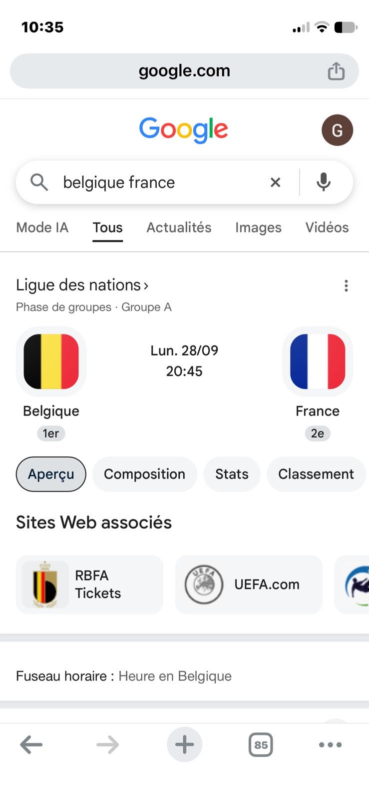 Belgique - France 2 tickets, Tickets & Billets