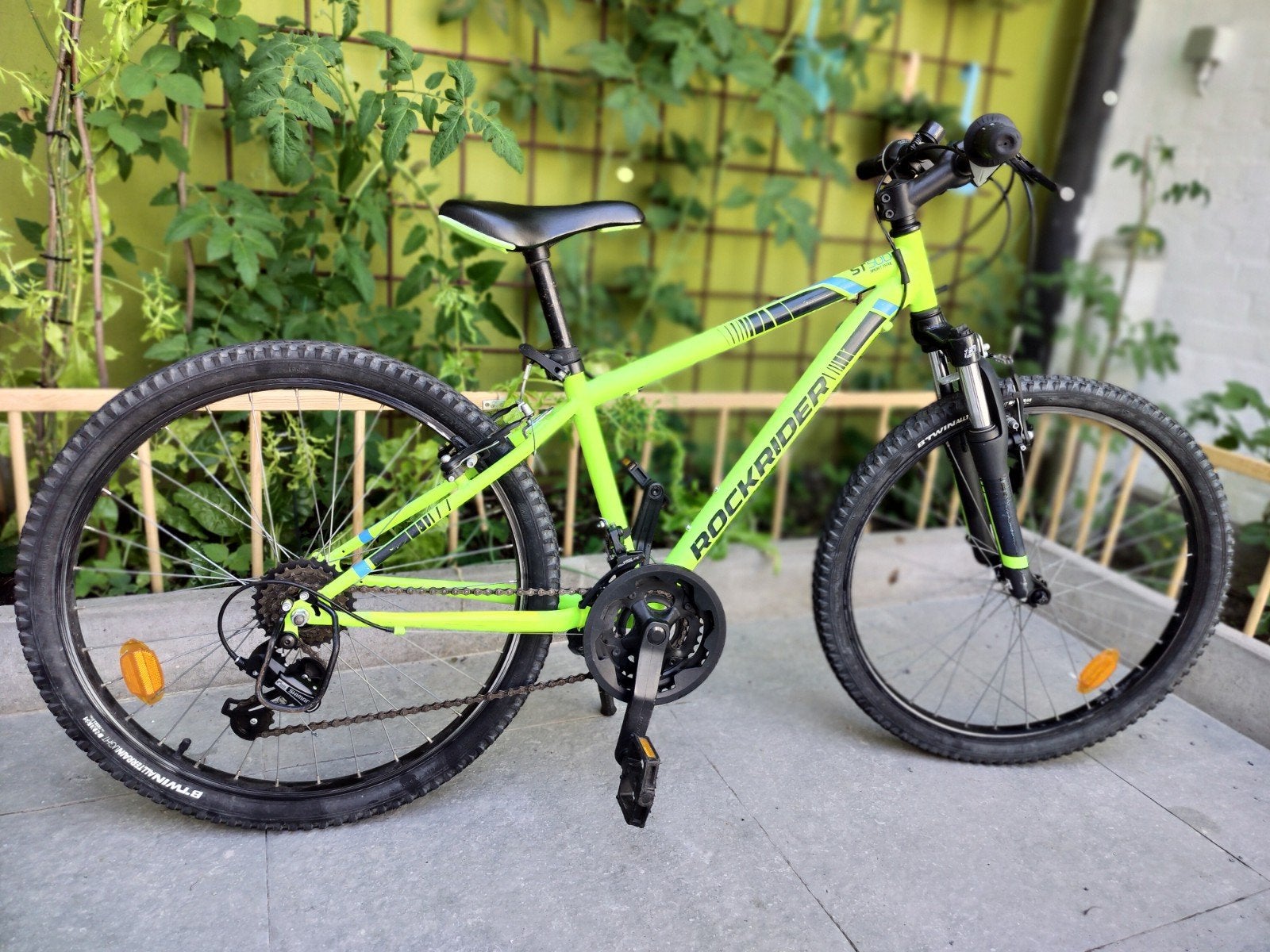 MTB ROCKRIDER 24 INCH 500 GEEL FLUO, Ophalen, Gebruikt, Velgrem, 24 inch