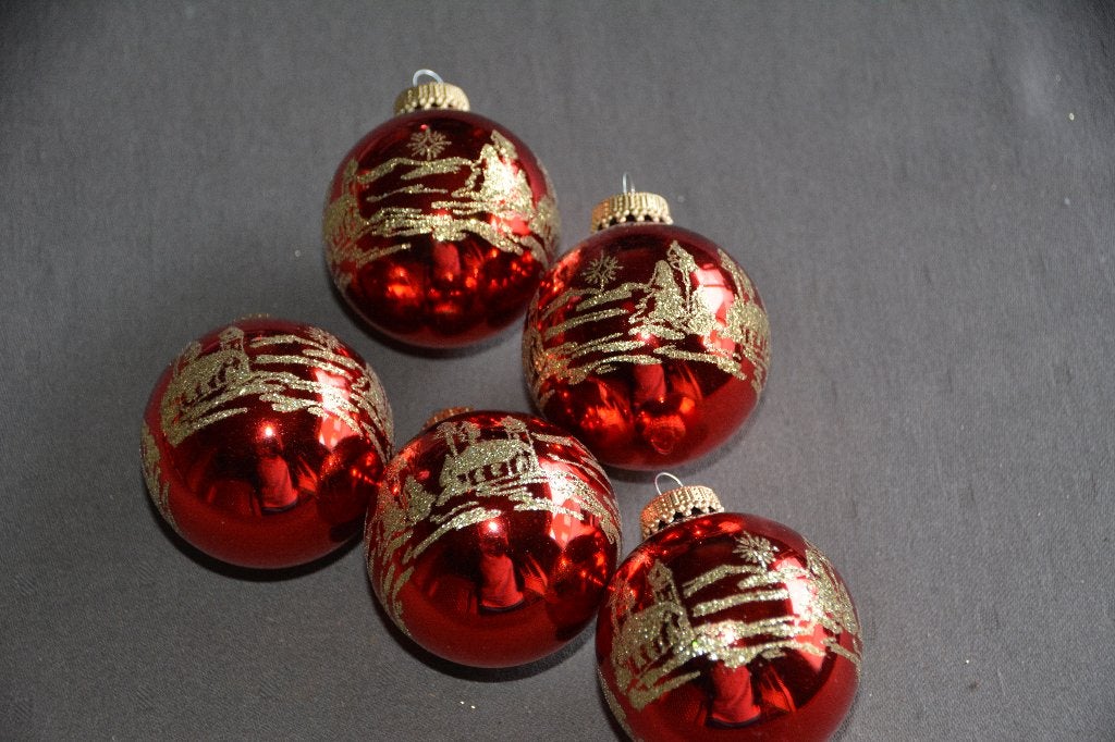 Kerstballen rood / goud, Ophalen of Verzenden, Zo goed als nieuw