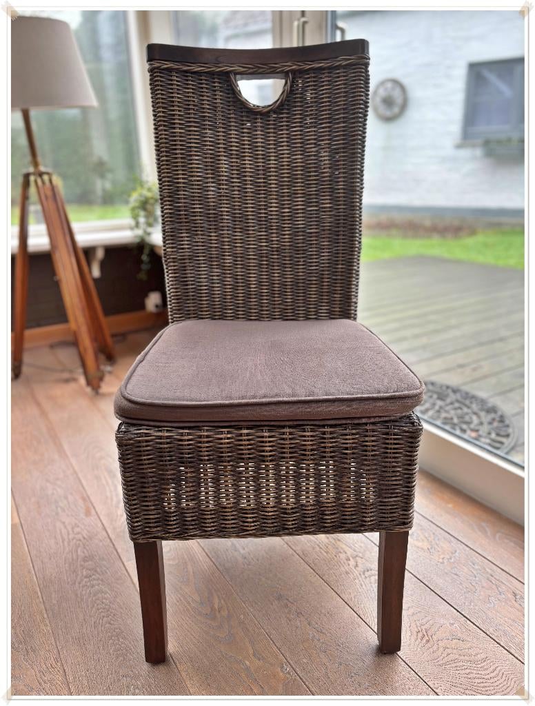 ROTIN DESIGN - ENSEMBLE DE 6 CHAISES «RACINE», Huis en Inrichting, Stoelen, Gebruikt, Vijf, Zes of meer stoelen, Hout, Riet of Rotan