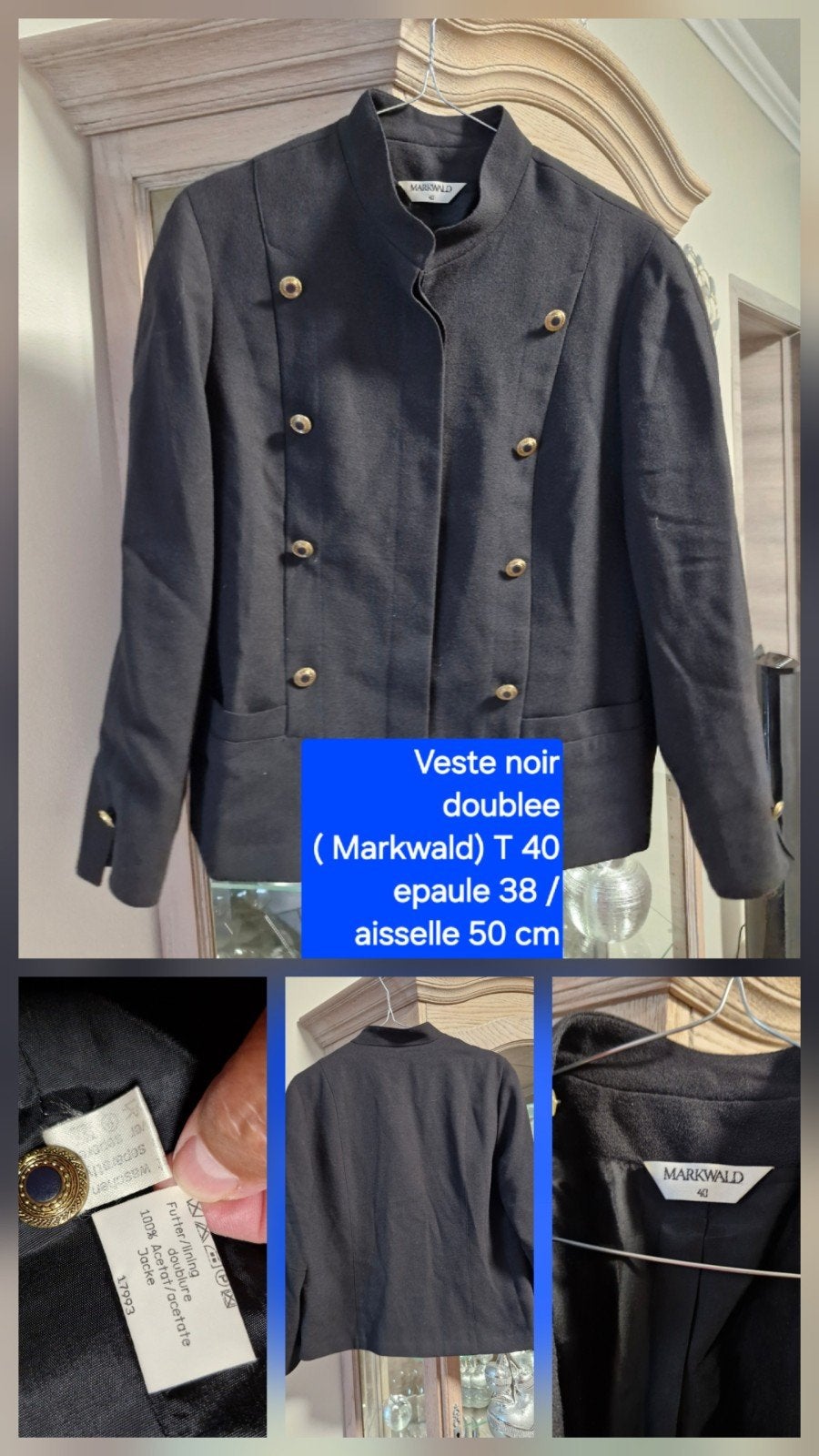 veste noir doublee taille 40 ( Markwald), Vêtements | Femmes, Enlèvement ou Envoi, Noir