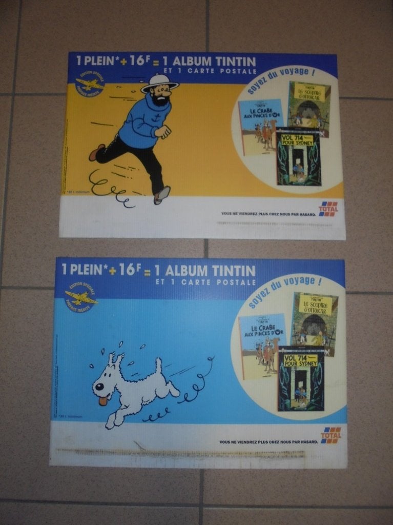 Kuifje 2 Total reclameborden Kapitein Haddock & Bobbie, Enlèvement ou Envoi, Tintin, Comme neuf, Image, Affiche ou Autocollant