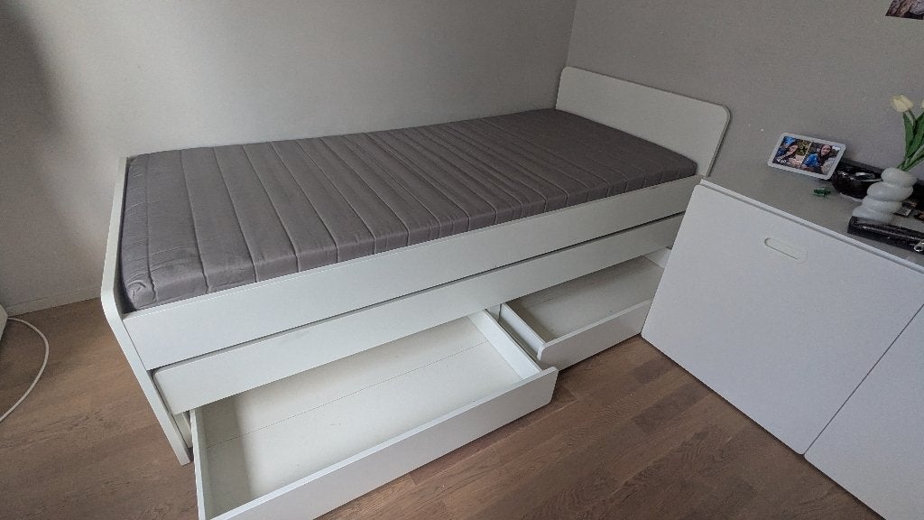Skält Ikea bed, Kinderen en Baby's, 85 tot 100 cm, Gebruikt, 180 cm of meer, Ophalen
