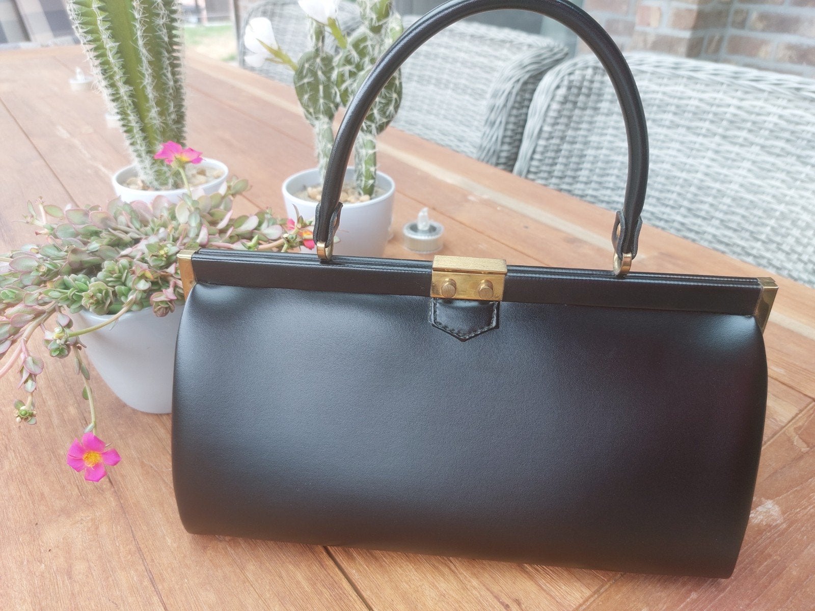 vintage handtas, Enlèvement ou Envoi, Utilisé, Noir, Sac à main