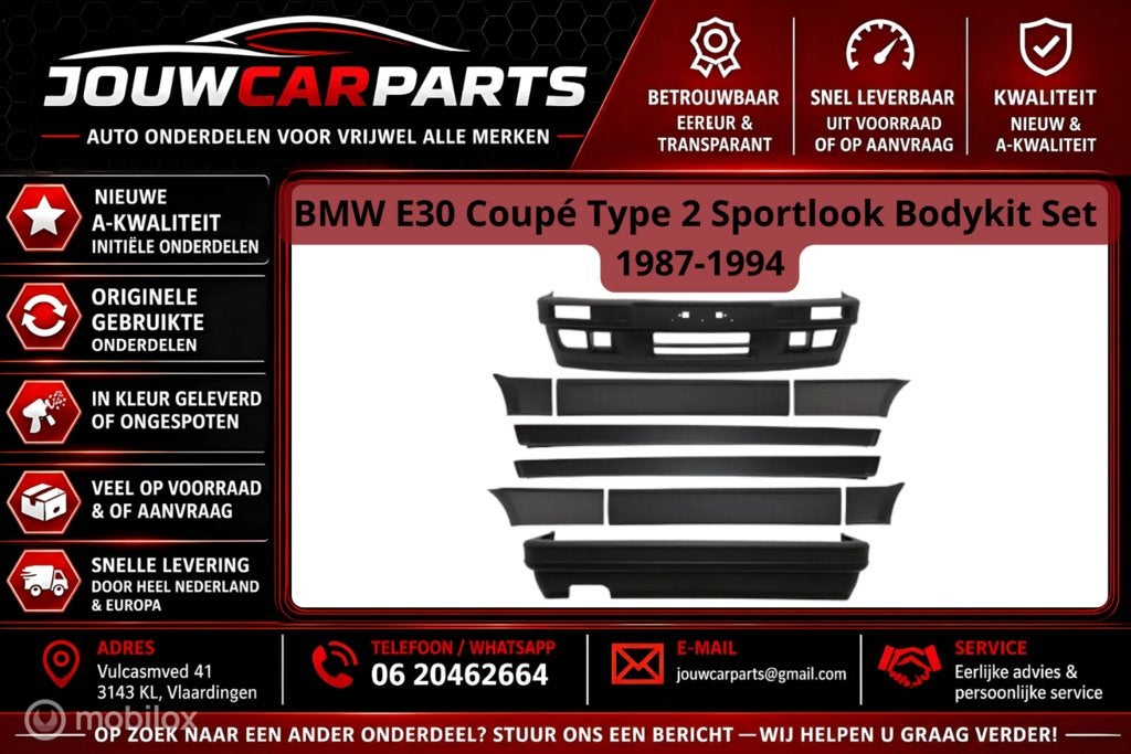 BMW E30 Coupé Type 2 Sportlook Bodykit Set 1987-1994, Auto-onderdelen, Nieuw, Ophalen of Verzenden, Bodykit, BMW