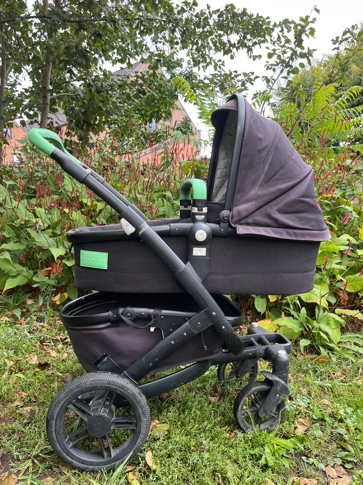 Joolz Geo zwart met groene accenten, Gebruikt, Duowagen, Combiwagen, Ophalen