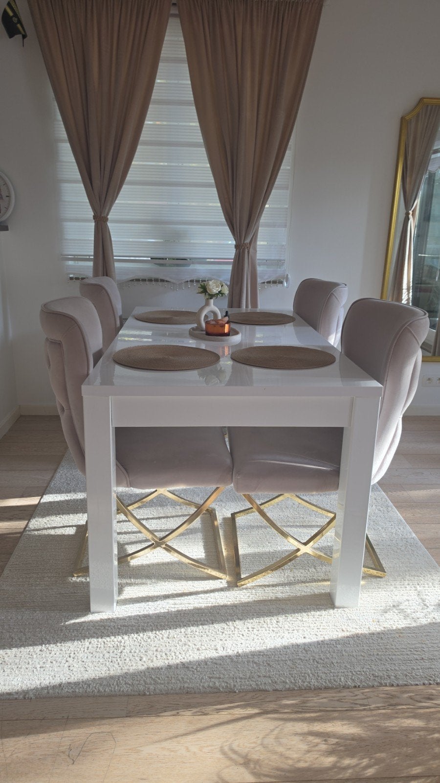 table a manger et 4 chaises, Maison & Meubles, Enlèvement, Utilisé, Beige