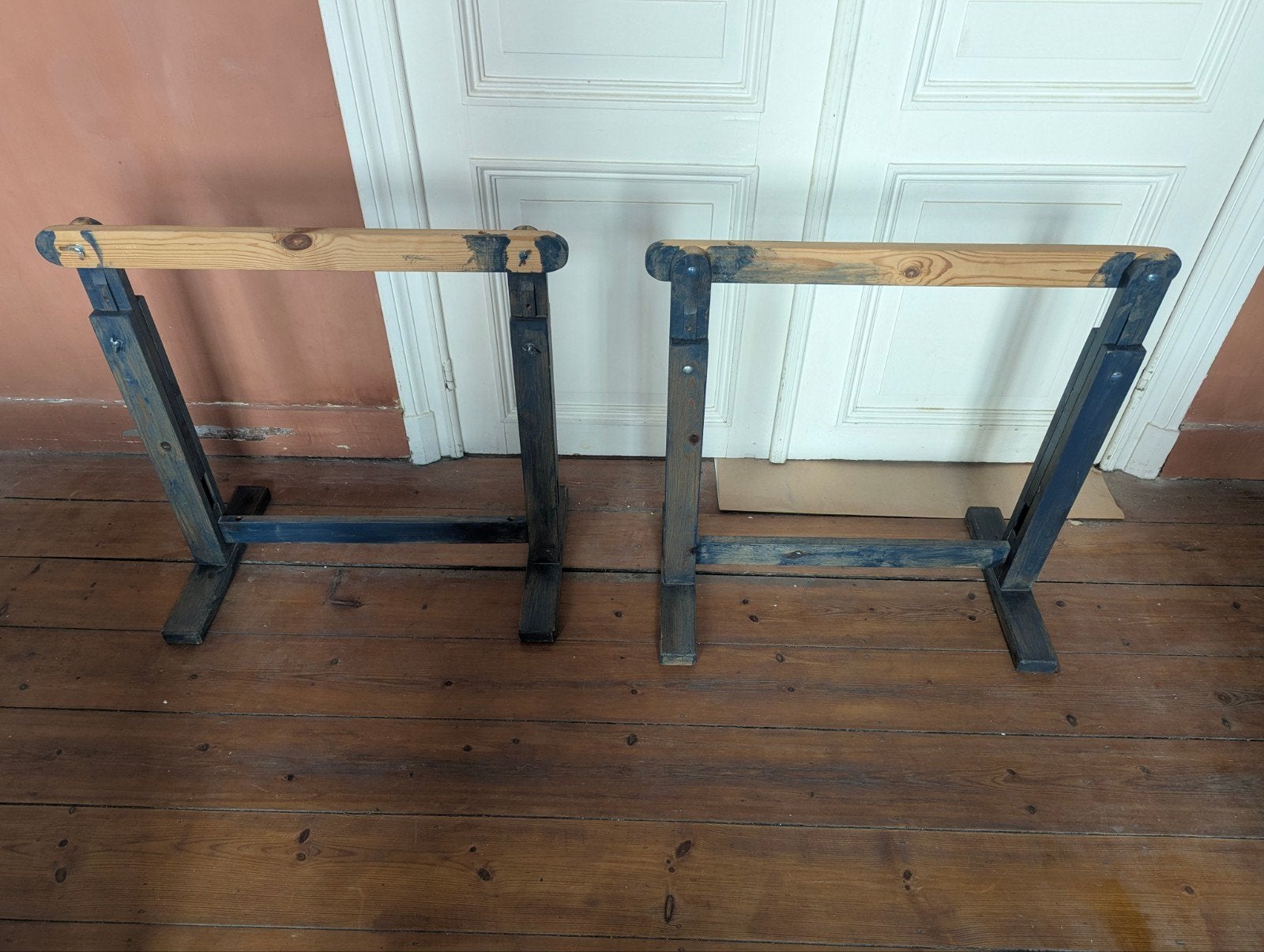 Paire de tréteaux d'atelier en bois hauteur réglable, Enlèvement