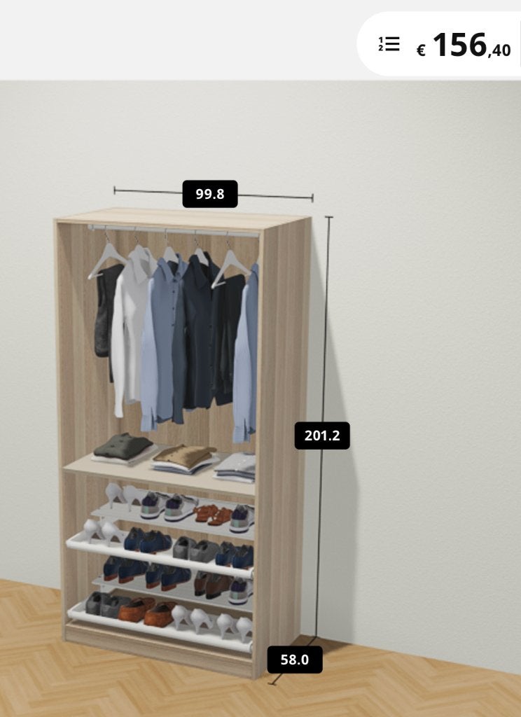 Dressing Modulaire IKEA PAX, Finition Effet Chêne Blanc, Comme neuf, Enlèvement, 50 à 75 cm
