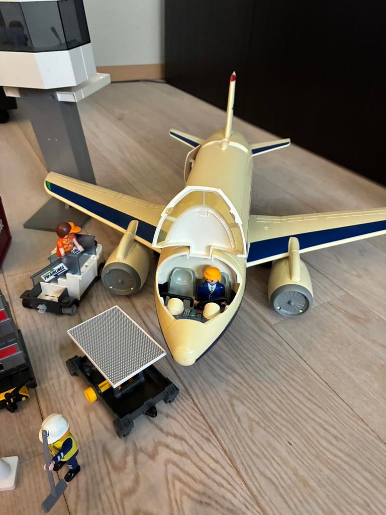 Playmobil vliegtuig en bouwvakkers, Kinderen en Baby's, Speelgoed | Playmobil, Ophalen, Zo goed als nieuw