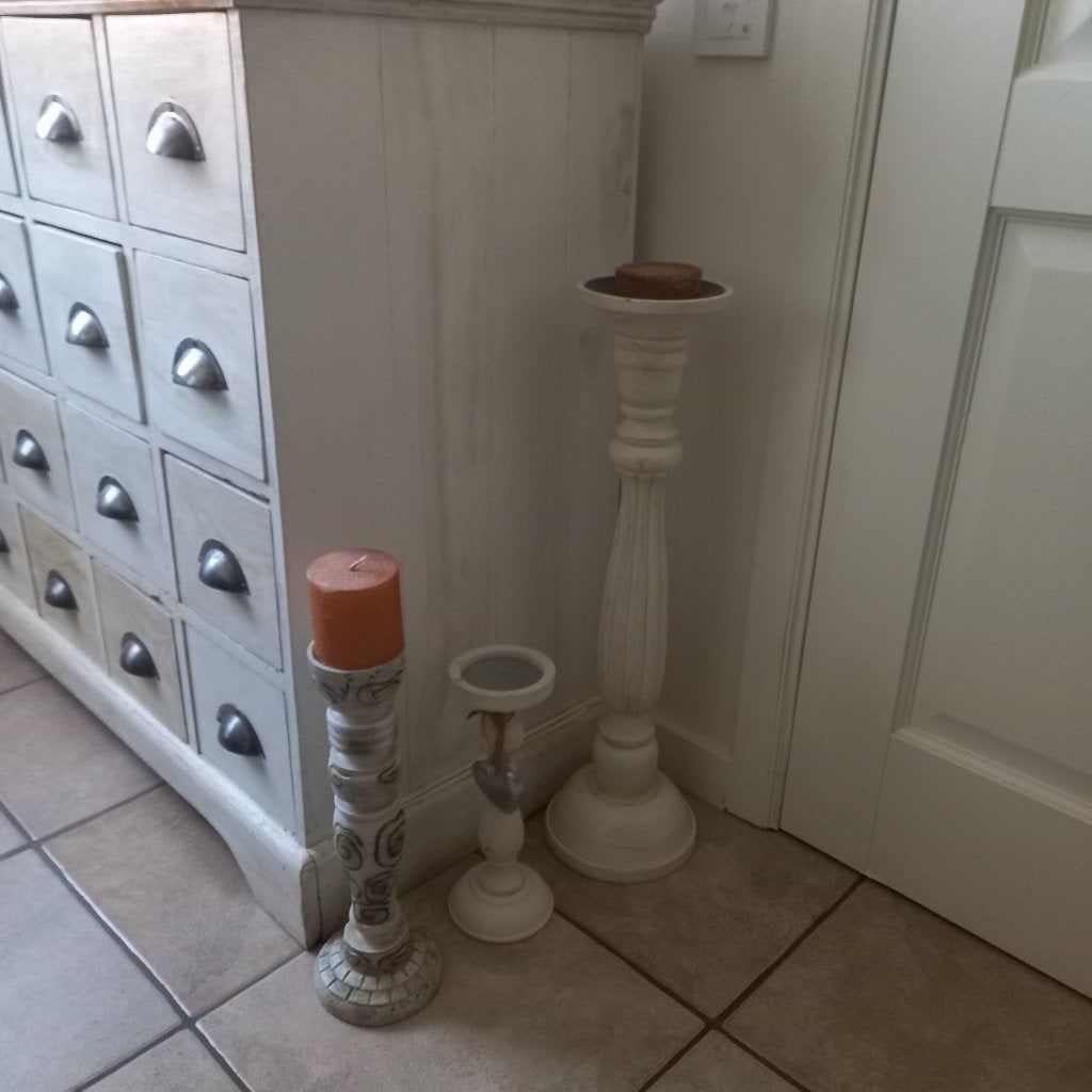 kandelaar (hout) 26, 35, 68 cm hoog.   Samen 15€, Ophalen, Hout, Kandelaar
