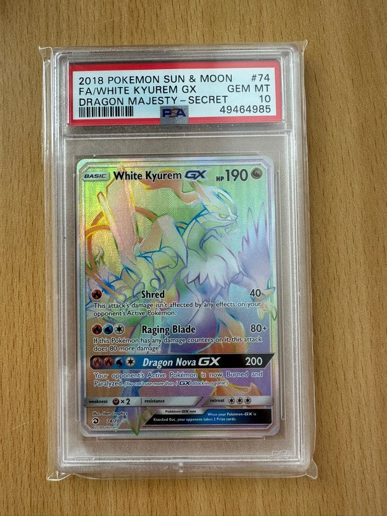White Kyurem Gx - Dragon Majesty PSA 10, Hobby en Vrije tijd, Verzamelkaartspellen | Pokémon, Ophalen of Verzenden, Nieuw, Losse kaart