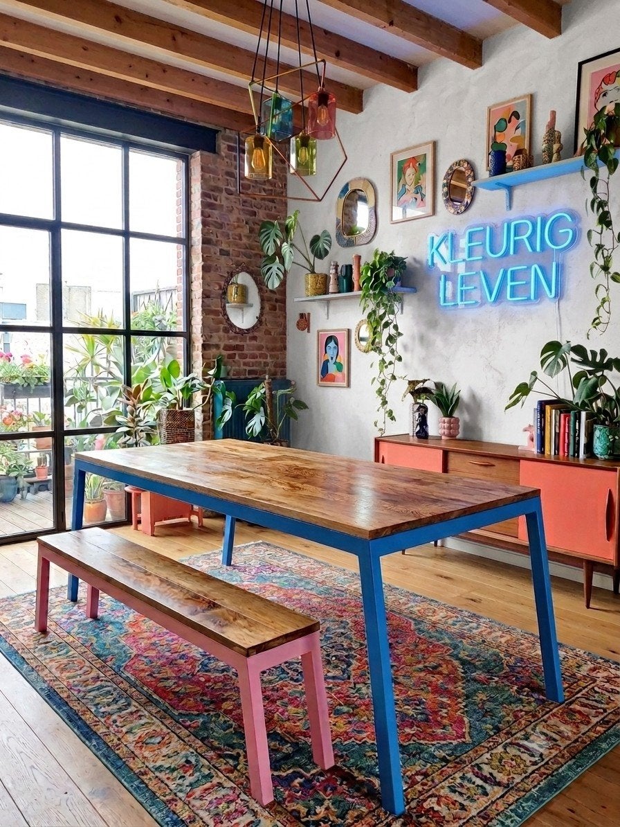 Grande table de recyclage robuste. 215 cm, Autres essences de bois, Comme neuf, Enlèvement, 50 à 100 cm