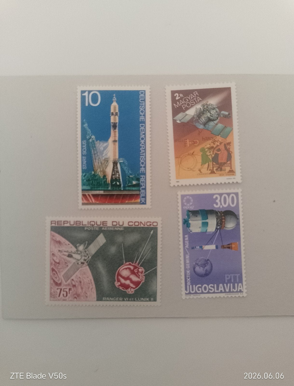 4 postzegels postfrisch ruimtevaart, Ophalen of Verzenden