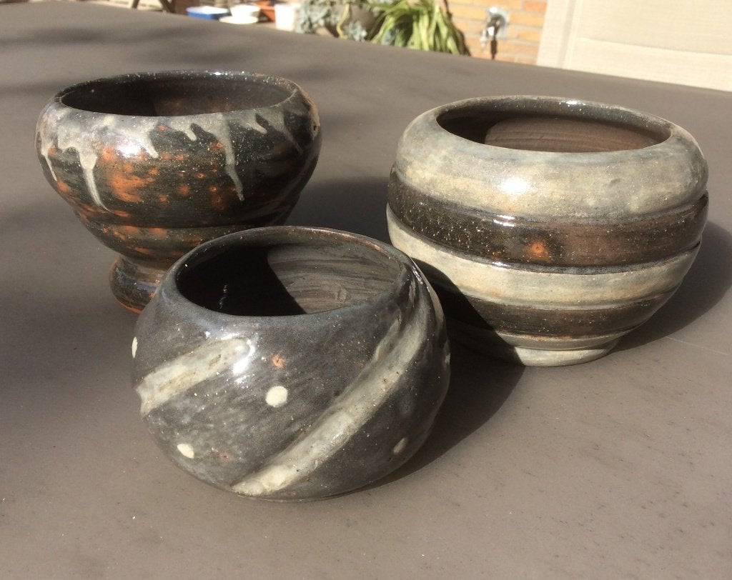Trio handgemaakte keramische kommetjes, Antiek en Kunst, Ophalen of Verzenden