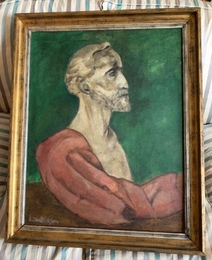 Beeld of portret van klassieke man - M. van Belleghem, Antiek en Kunst, Ophalen, Gesigneerd, Olieverf, Doek