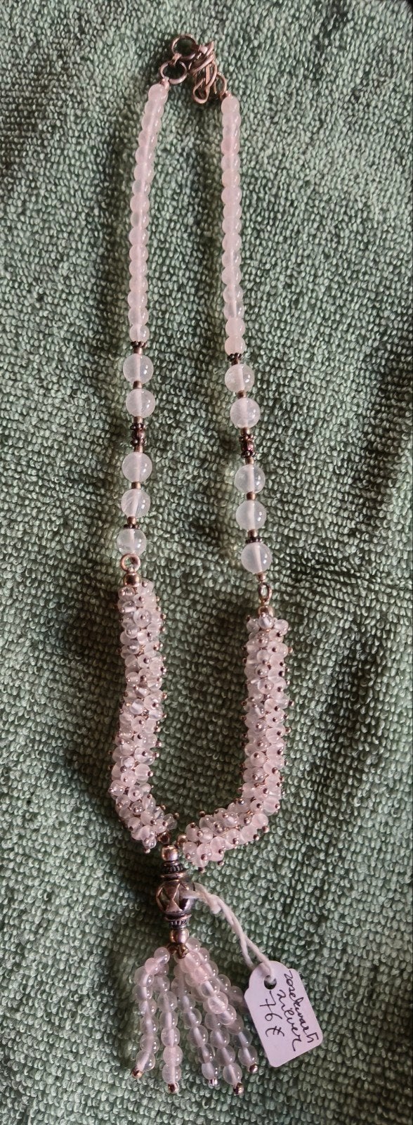 handgemaakte mineraal ketting lichtrozekwarts, Ophalen, Nieuw, Roze, Steen of Mineraal