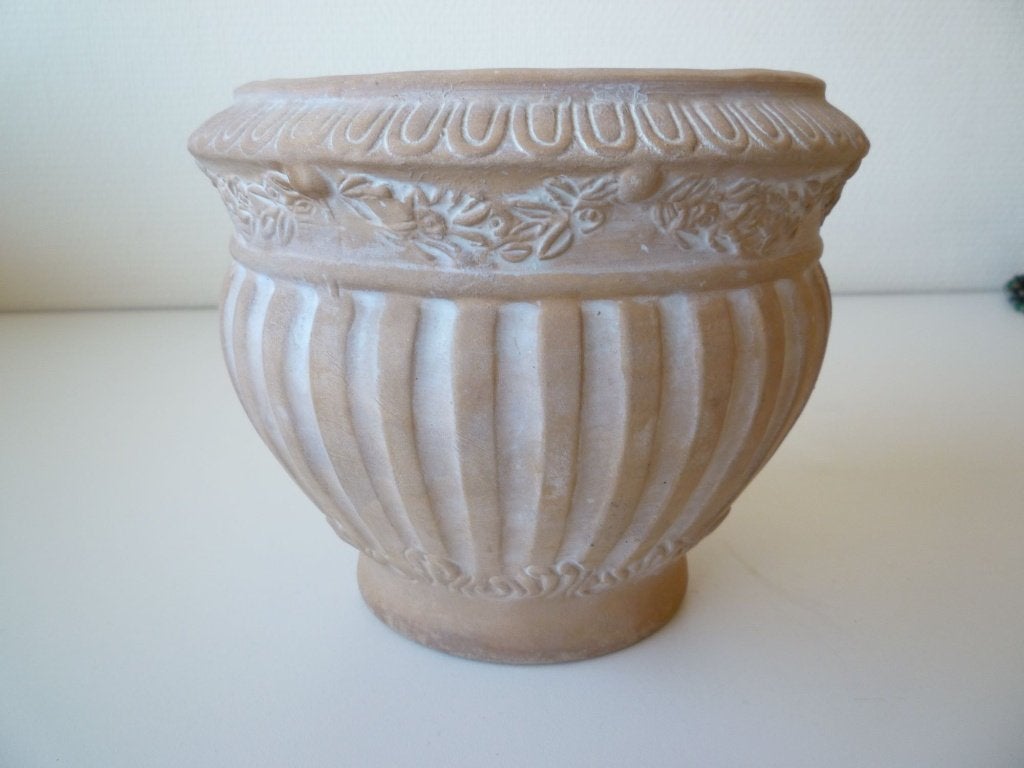 Pot de fleur vintage en grès ouvragé, Enlèvement ou Envoi, Comme neuf, Intérieur
