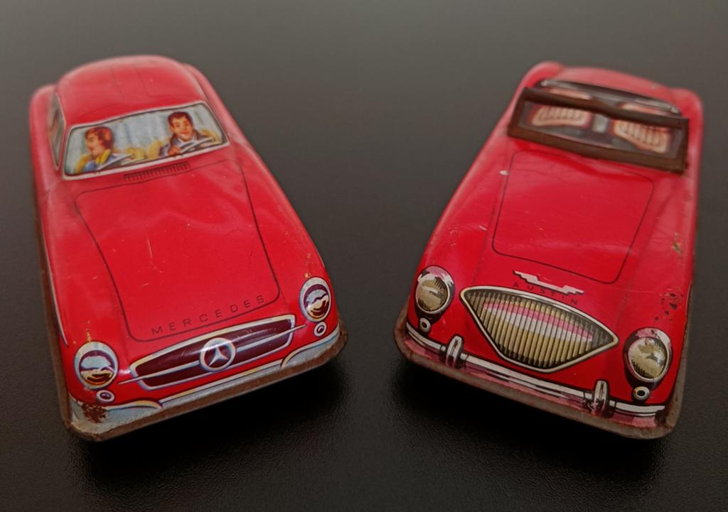 Vintage blikken auto's Austin Hailey & Mercedes., Antiek en Kunst, Antiek | Speelgoed, Ophalen of Verzenden