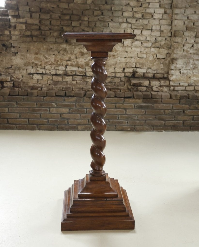 Antieke eiken Barley Twist zuil / plantenstandaard, 109 cm, Huis en Inrichting, Ophalen, Gebruikt