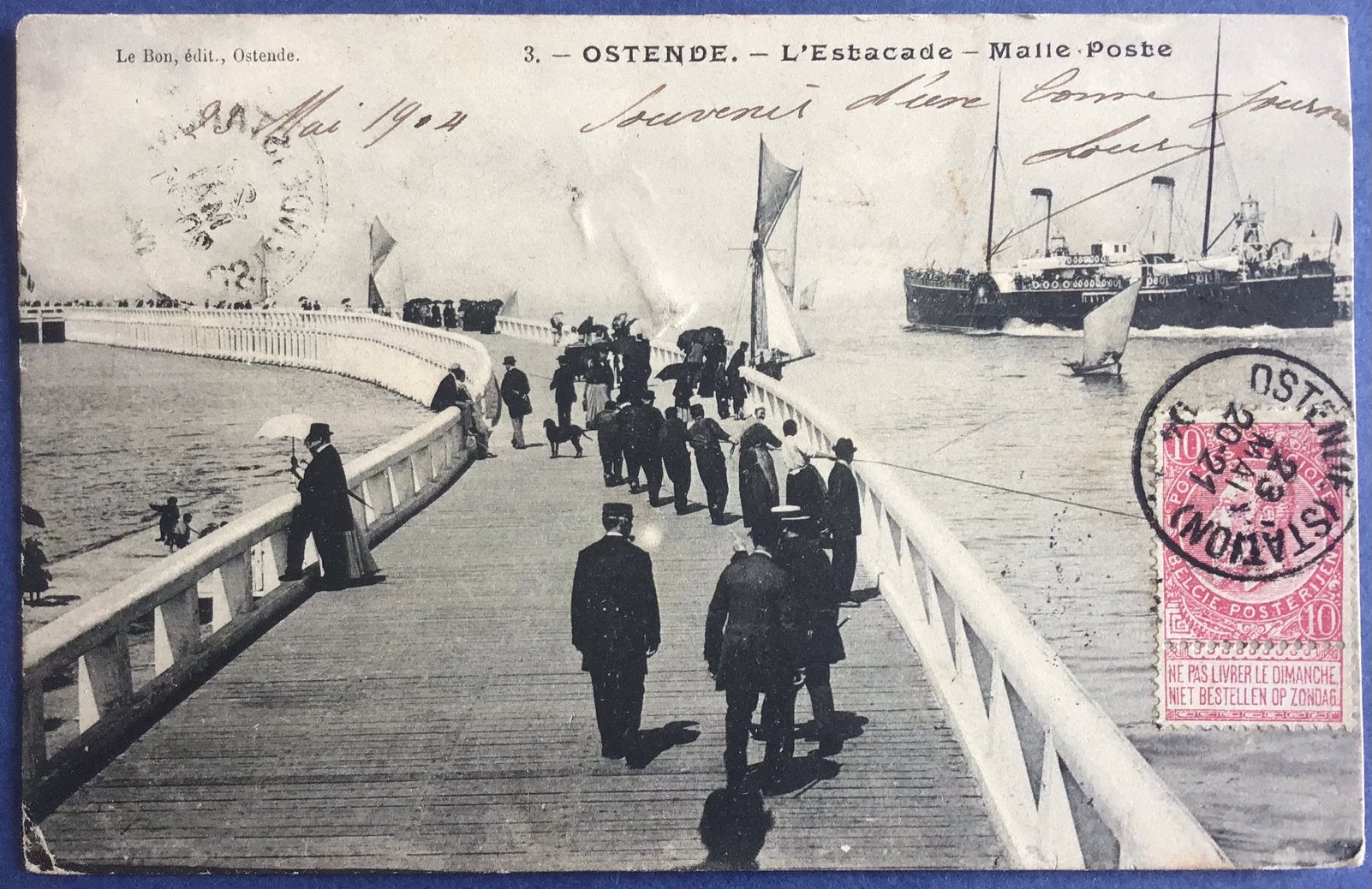 Ostende Douvres   Mai 1904 RARETÉ, Navigation, Affranchi, Timbre-poste, Envoi