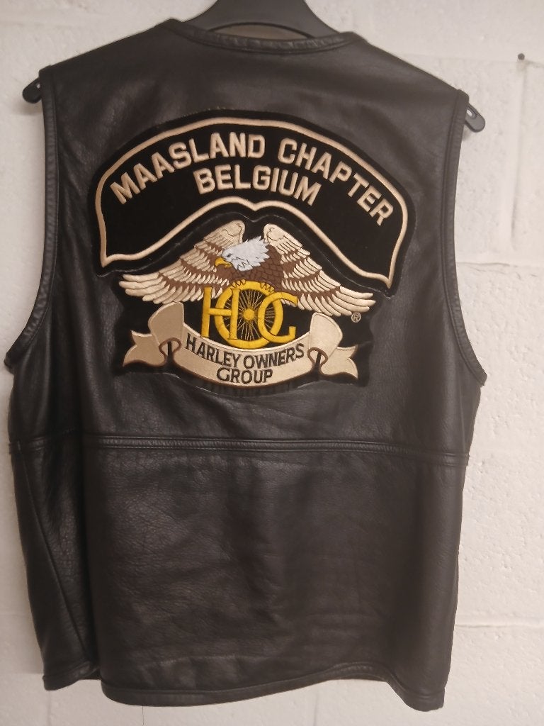 harley davidson , lederen vest , maat M, Particulier, Gebruikt