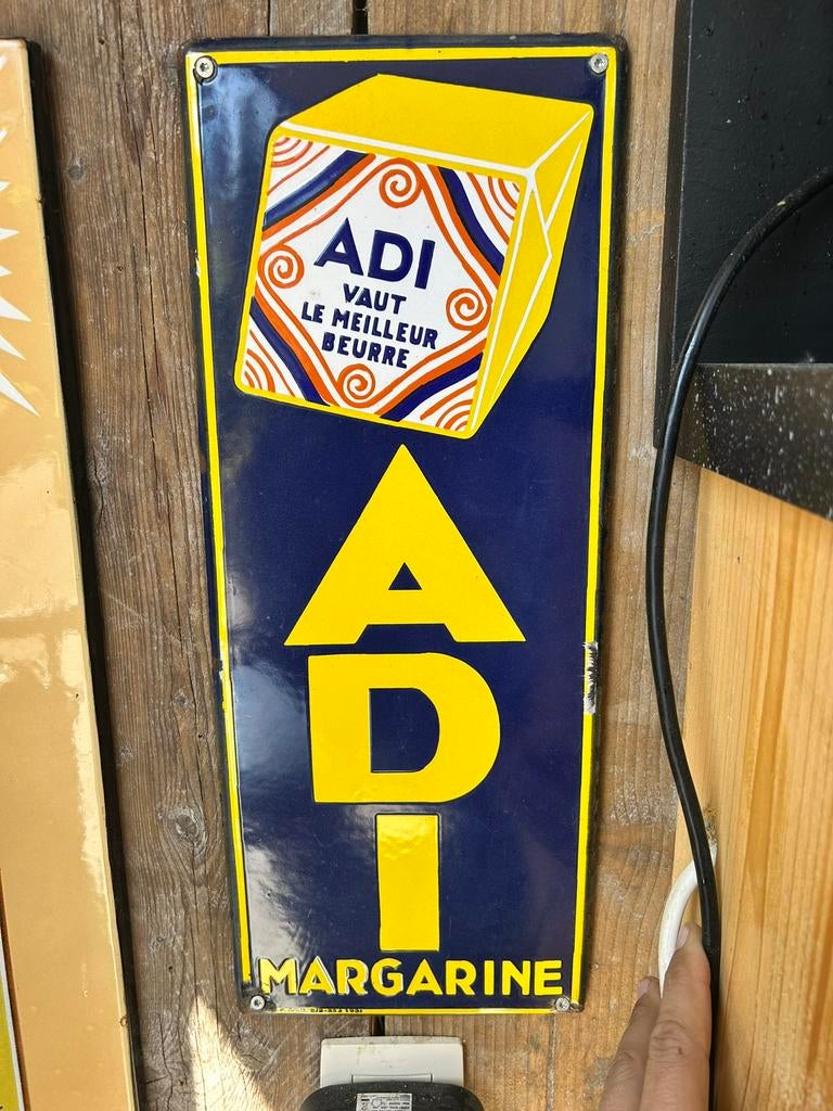Adi margarine emaillebord, Ophalen of Verzenden, Zo goed als nieuw