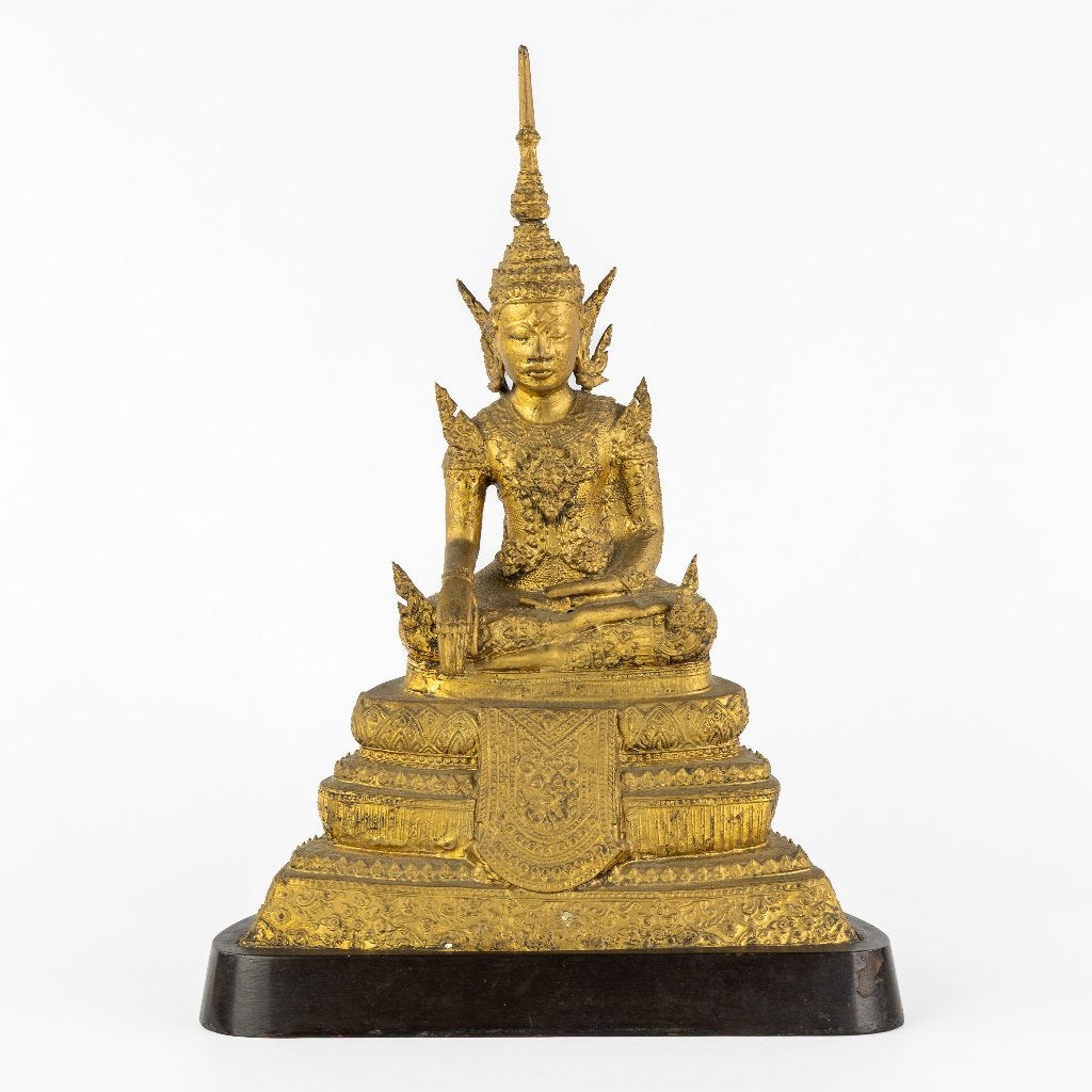 Grand Bouddha en bronze doré., Enlèvement ou Envoi, Bronze