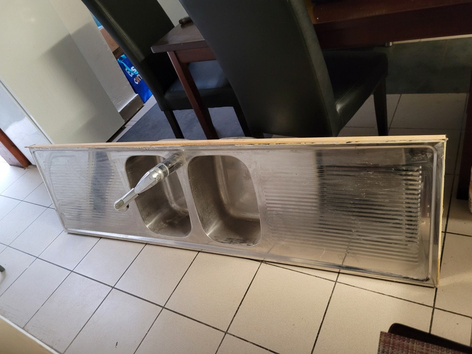 evier inox professionel avec robinet douche double bacs, Enlèvement