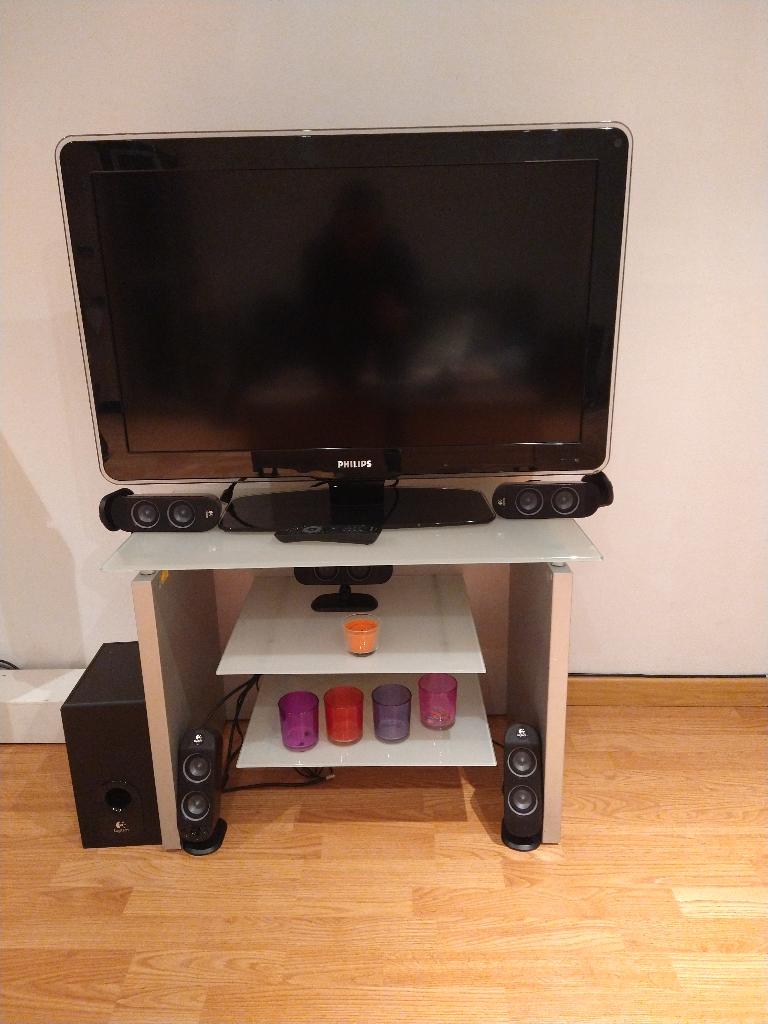 Meuble TV et meuble TV Verre gris Transport gratuit, 25 à 50 cm, Enlèvement, Utilisé, 50 à 100 cm
