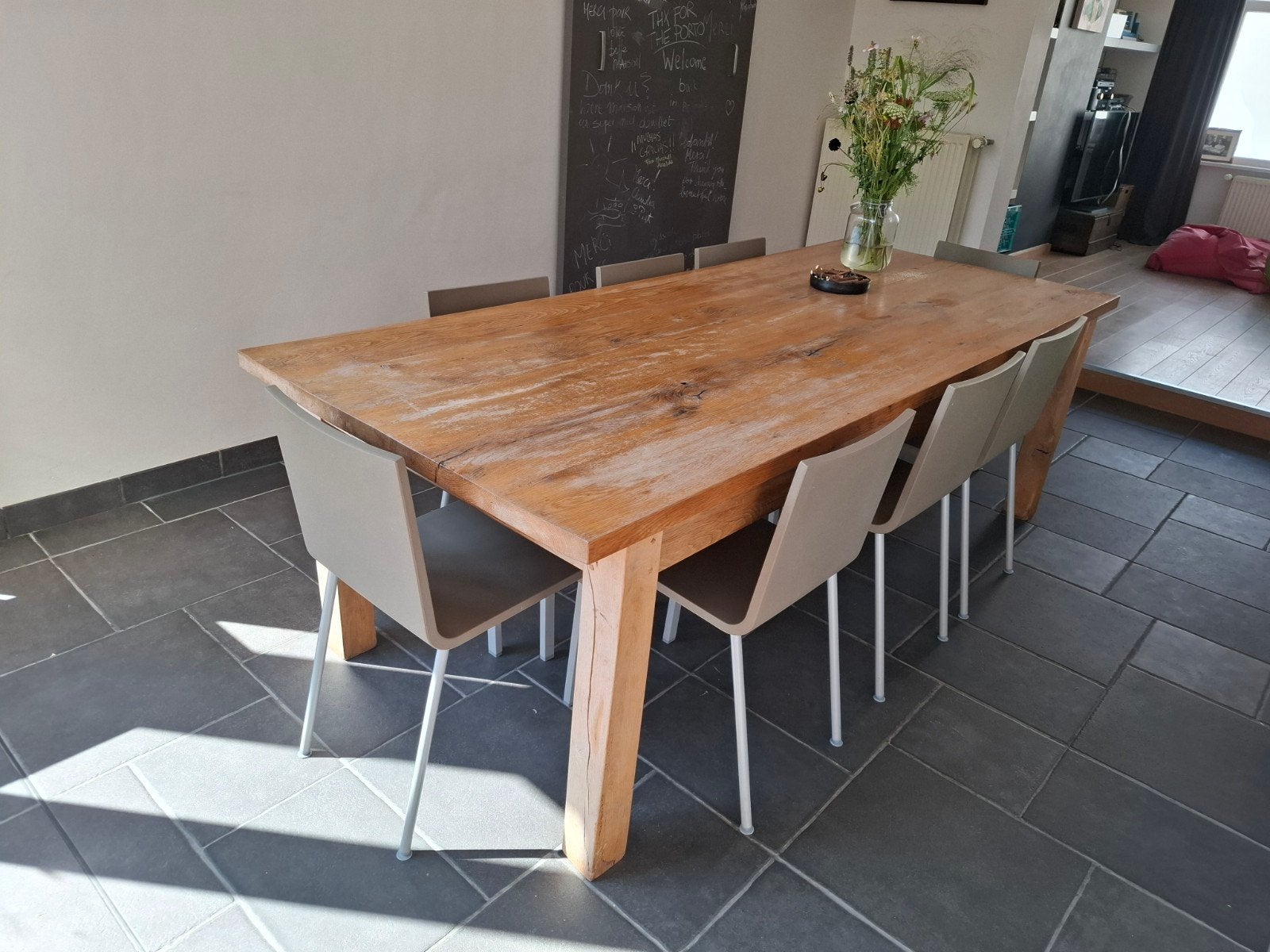 Massieve eiken tafel, 240 x 98, Huis en Inrichting, Ophalen, Eikenhout, 200 cm of meer, 50 tot 100 cm