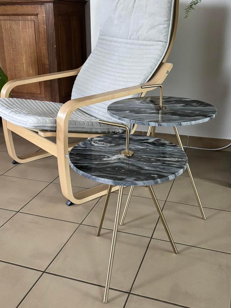 Lot de 2 tables d’appoint en pierre, faire offre, Rond, Moins de 55 cm, 45 à 60 cm, Enlèvement