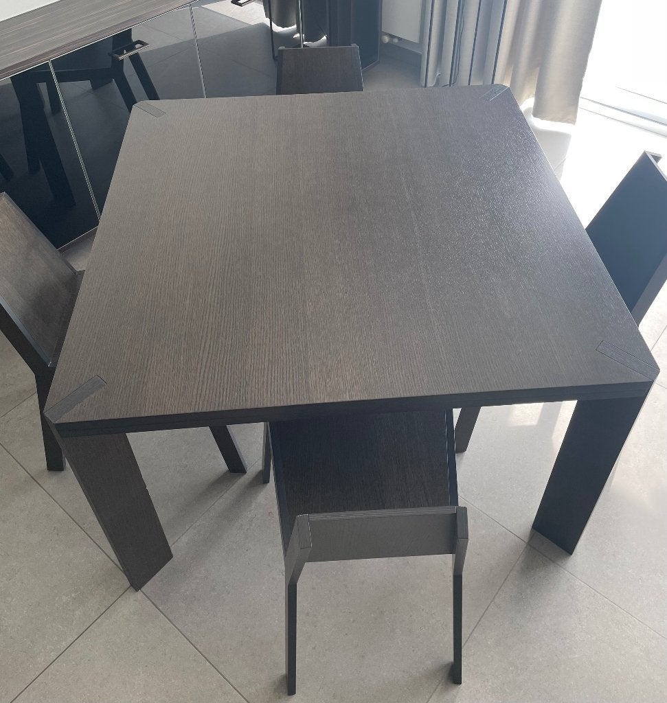 Design tafel met exclusieve stoelen, Huis en Inrichting, Tafels | Eettafels, Ophalen, Modern design, Zo goed als nieuw, Vijf personen of meer