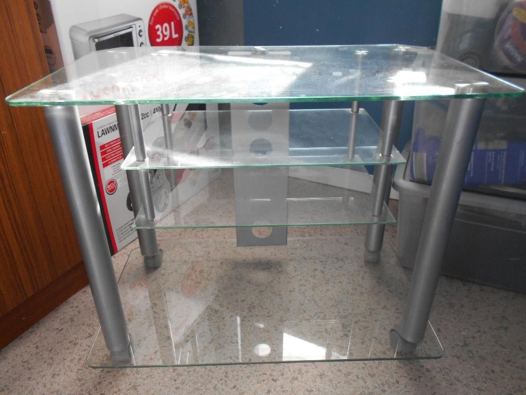 glassen tv meubel, Ophalen, Gebruikt, 150 tot 200 cm, Glas