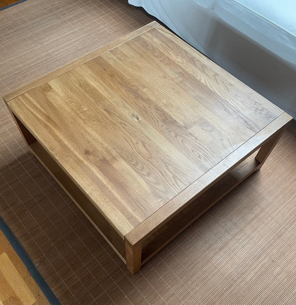 Massief houten tafel 80x80x35cm, Ophalen, 50 tot 100 cm, Vierkant, 50 tot 100 cm