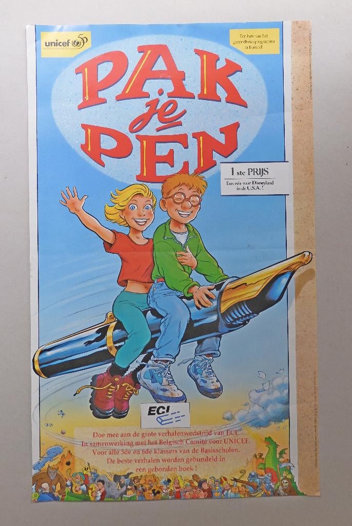 affiche Pak je pen - ECI verhalenwedstrijd - Jan Bosschaert, Verzamelen, Posters, Rechthoekig Staand, Ophalen of Verzenden, Zo goed als nieuw