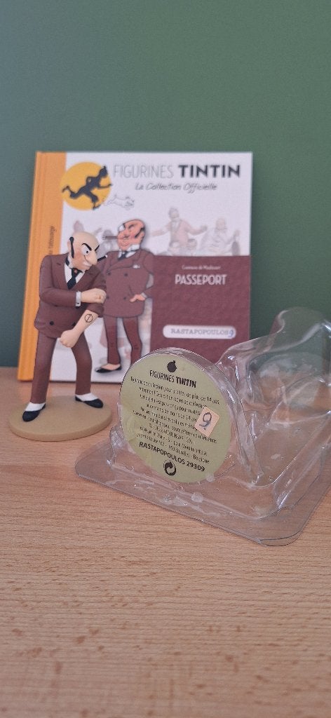 Figurine de Rastapopoulos +livre+certificat - Tintin, Collections, Enlèvement ou Envoi, Tintin, Neuf, Statue ou Figurine