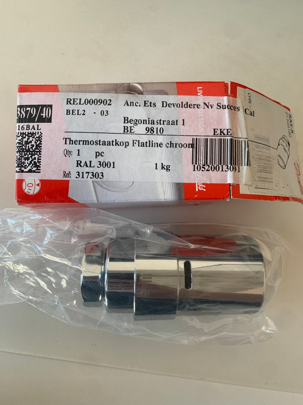 Thermostaatkop flatline chroom nieuw!!, Ophalen of Verzenden, Nieuw, Chroom