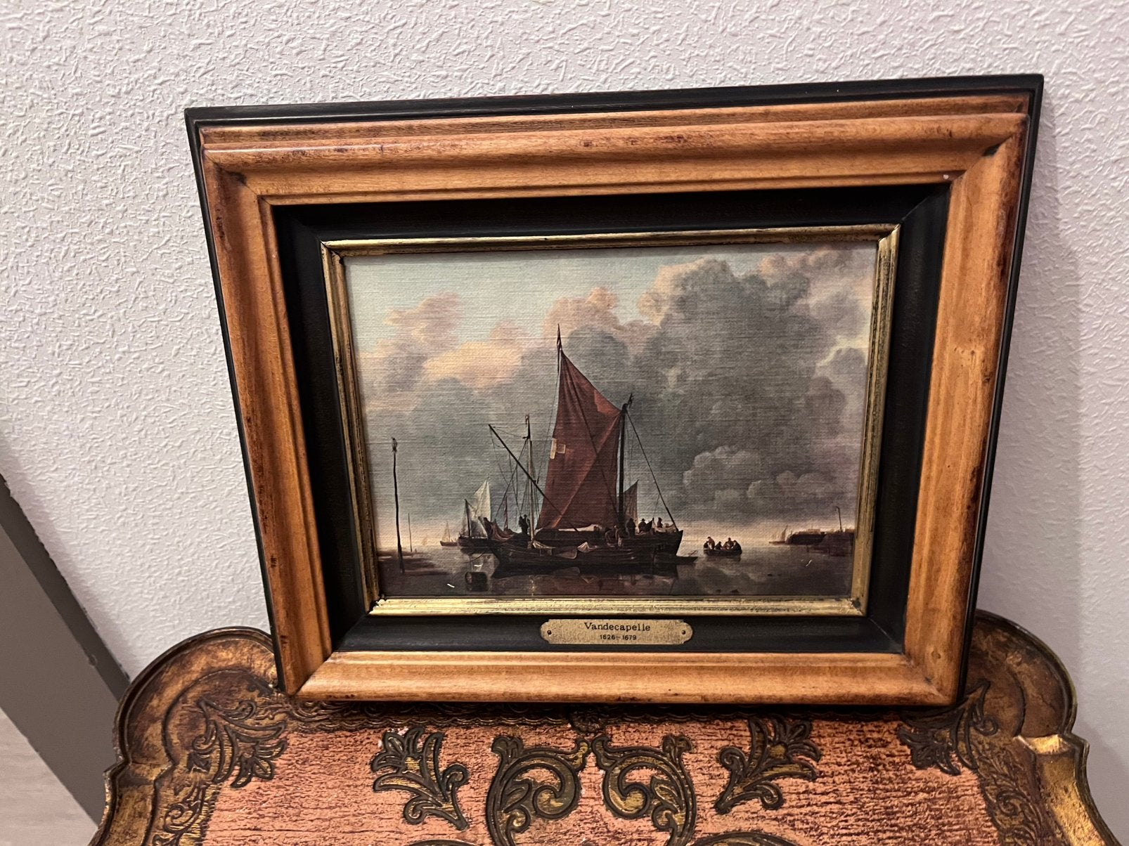 Schilderij 'Schepen / Bâteaux- J. Vandecapelle (Reproductie), Ophalen, Klassiek, Ingelijst