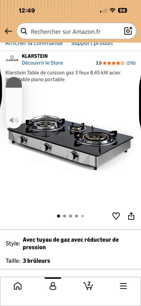 Taque cuisson gaz 3 feux jamais utilisé, Electroménager, Enlèvement, Comme neuf, Gaz