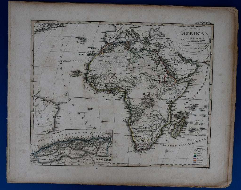 Carte ancienne de l’Afrique – Stieler, 1845, Antiquités & Art, Antiquités | Cartes scolaires, Enlèvement ou Envoi, Géographie
