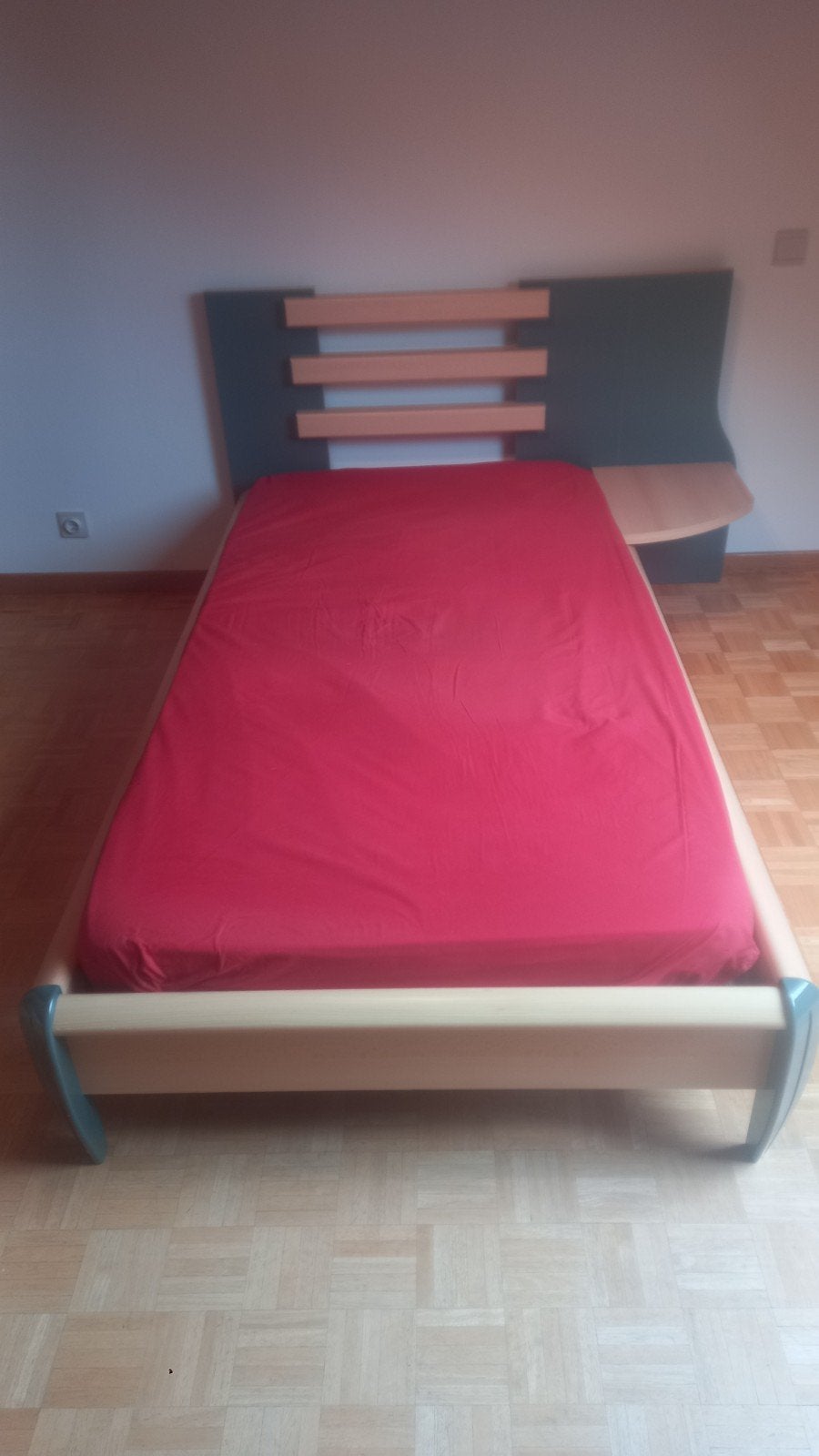 Eénpersoonsbed met lattenbodem matras, dons, ..., 100 cm, Enlèvement, Bois, Une personne