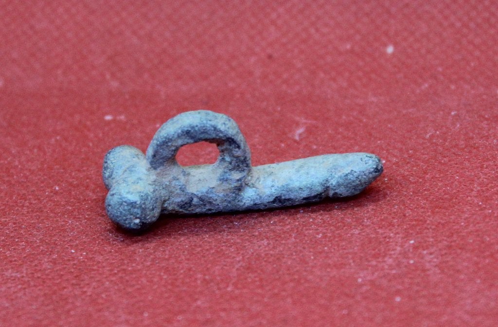 Romeinse phallushanger amulet., Antiek en Kunst, Ophalen of Verzenden, Brons