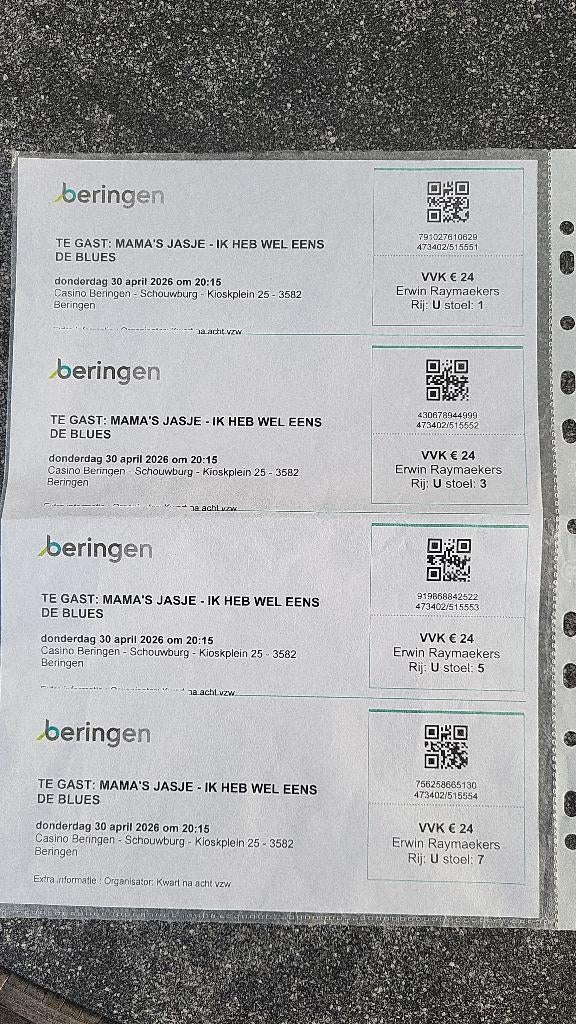 Tickets Mama's Jasje, Drie personen of meer, April, Overige typen