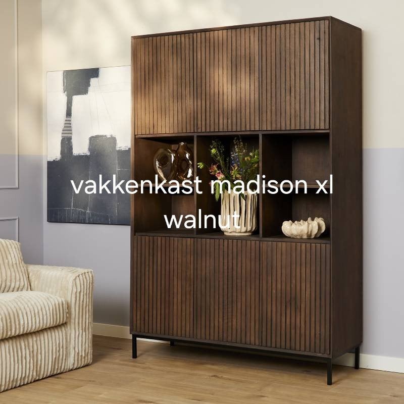 Mooie vakkenkast madison walnut, Huis en Inrichting, Kasten | Wandmeubels, Ophalen of Verzenden